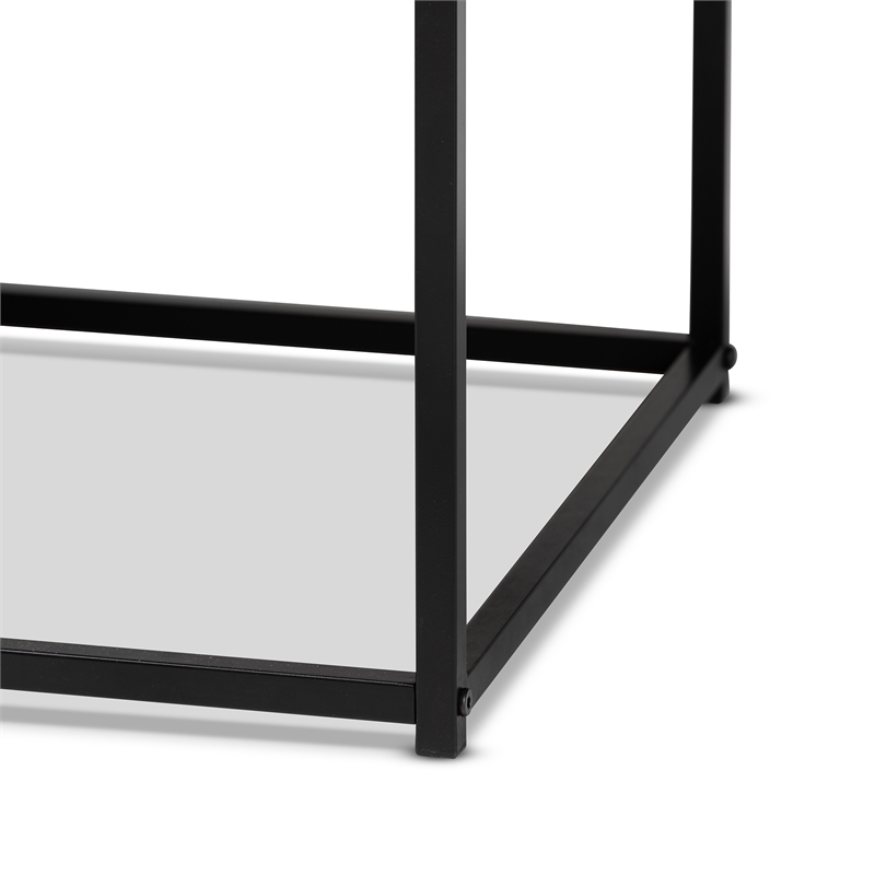 Baxton Studio Roderick Oak Finished Wood and Black Metal 2-Drawer Coffee Table