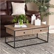 Baxton Studio Roderick Oak Finished Wood and Black Metal 2-Drawer Coffee Table