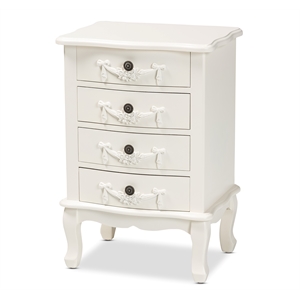 baxton studio callen white finished wood 4-drawer end table