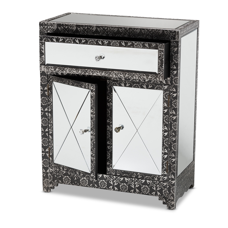 Baxton Studio Wycliff Silver Finished Metal 1-Drawer Sideboard Buffet