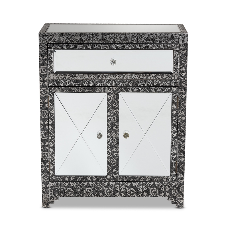 Baxton Studio Wycliff Silver Finished Metal 1-Drawer Sideboard Buffet