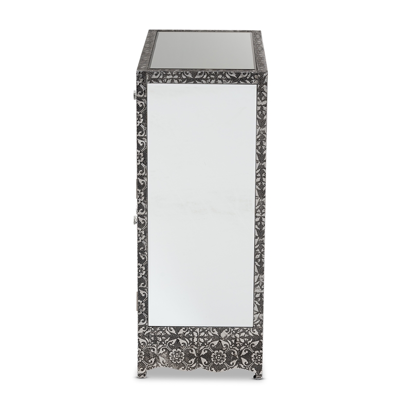 Baxton Studio Wycliff Silver Finished Metal 1-Drawer Sideboard Buffet
