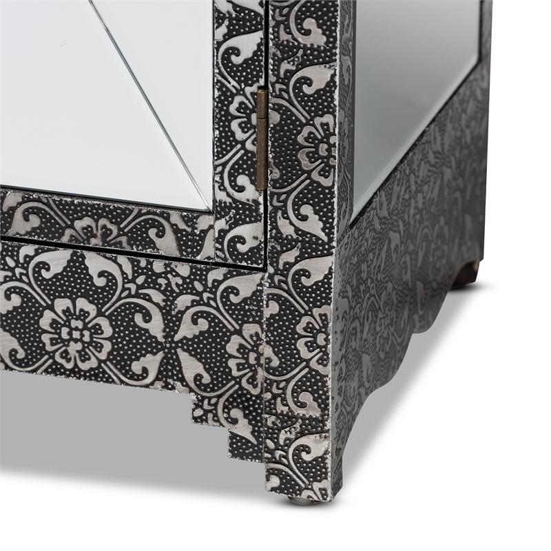 Baxton Studio Wycliff Silver Finished Metal 1-Drawer Sideboard Buffet