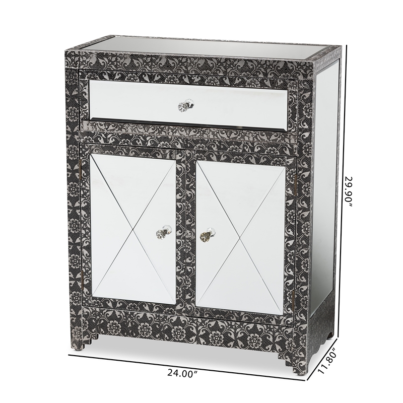 Baxton Studio Wycliff Silver Finished Metal 1-Drawer Sideboard Buffet