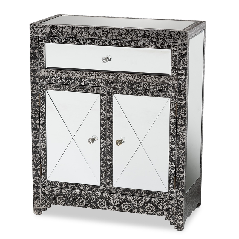 Baxton Studio Wycliff Silver Finished Metal 1-Drawer Sideboard Buffet