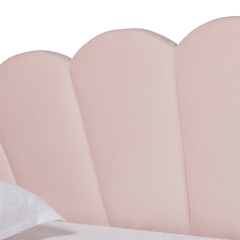 Baxton Studio Timila Pink Velvet Full Size Daybed with Trundle