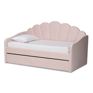 baxton studio timila pink velvet twin size daybed with trundle