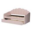 Baxton Studio Timila Pink Velvet Twin Size Daybed with Trundle