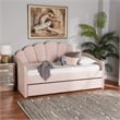 Baxton Studio Timila Pink Velvet Twin Size Daybed with Trundle