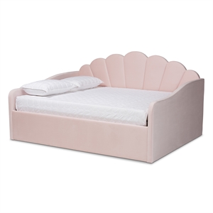 baxton studio timila light pink velvet fabric upholstered full size daybed