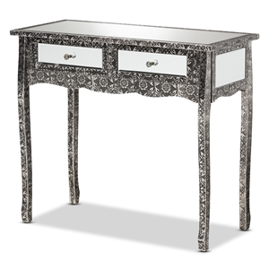 baxton studio wycliff silver finished metal 2-drawer console table