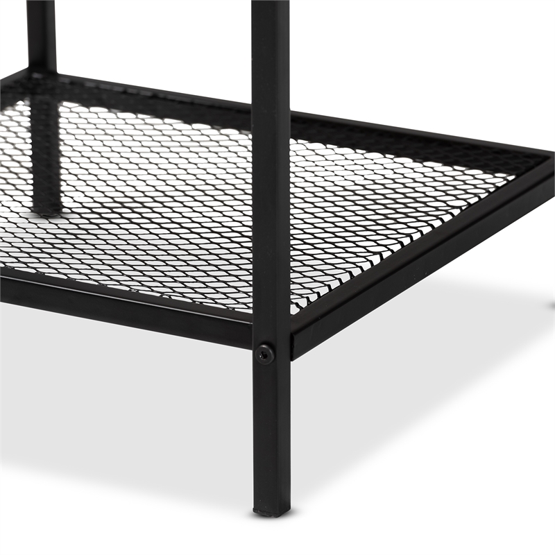 Baxton Studio Overton Oak Brown Finished Wood and Black Metal End Table