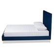 Baxton Studio Fabrico Blue Velvet Fabric and Gold Metal Queen Size Platform Bed