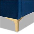 Baxton Studio Fabrico Blue Velvet Fabric and Gold Metal Queen Size Platform Bed