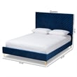 Baxton Studio Fabrico Blue Velvet Fabric and Gold Metal Queen Size Platform Bed