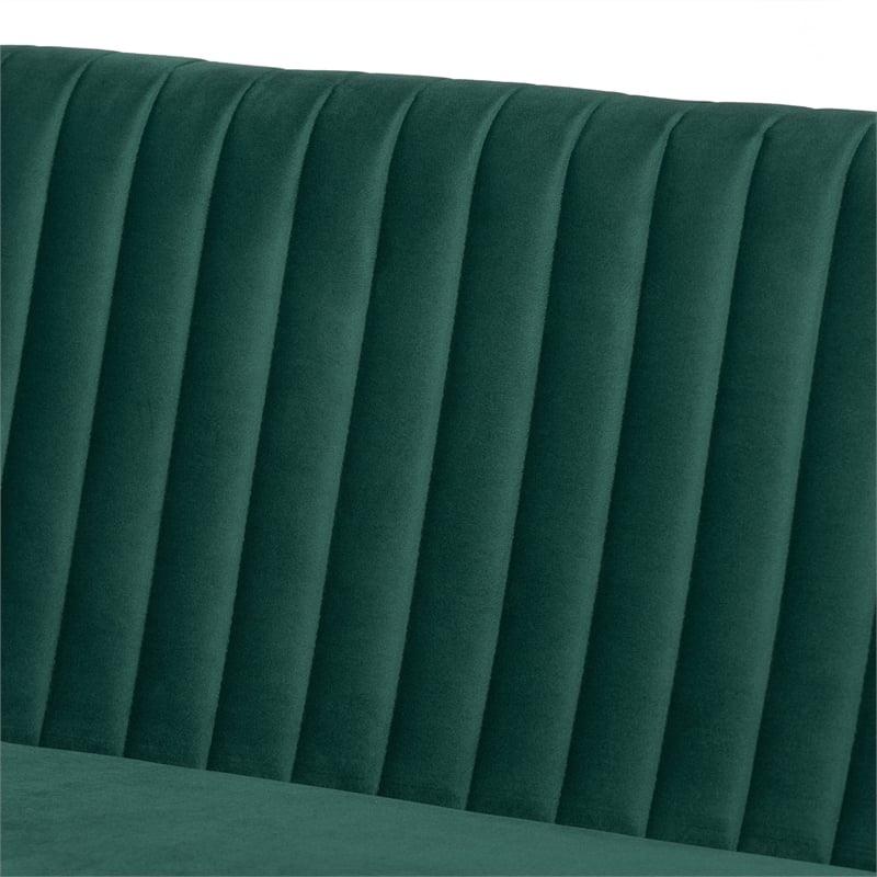 Baxton Studio Alvis Green Velvet and Brown Wood 3-Piece Dining Nook Set