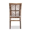 Baxton Studio Laluna Gray Natural Rattan and Mahogany Dining Chair with Cushion