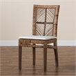 Baxton Studio Laluna Gray Natural Rattan and Mahogany Dining Chair with Cushion
