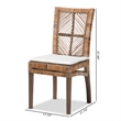 Baxton Studio Laluna Gray Natural Rattan and Mahogany Dining Chair with Cushion
