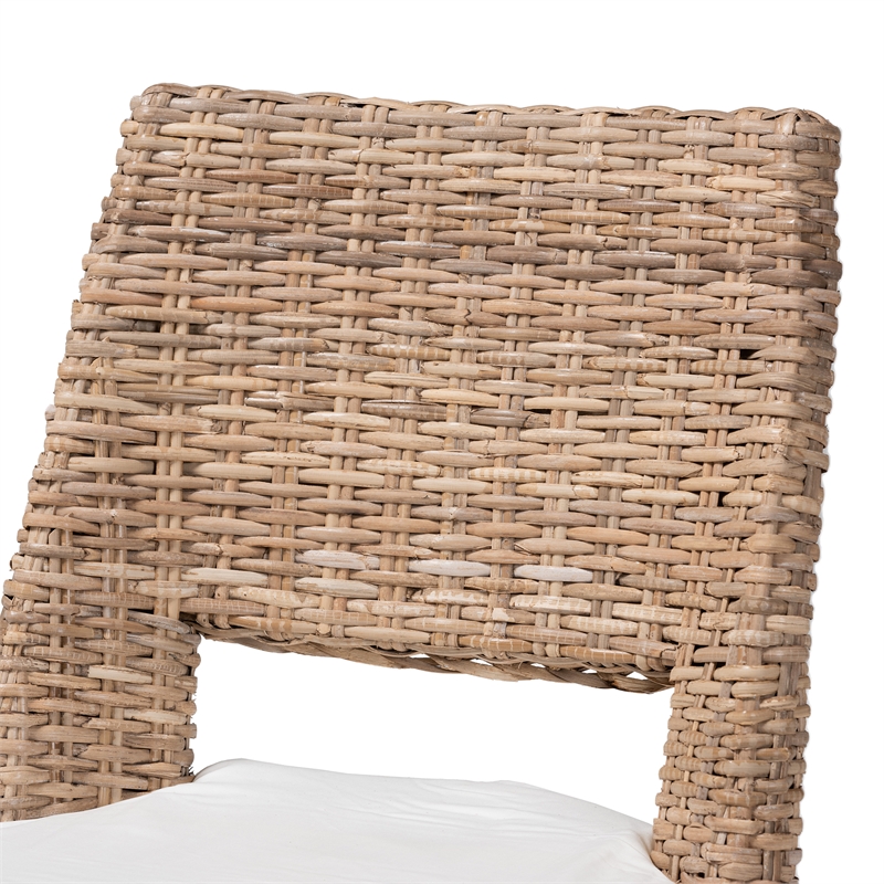 Baxton Studio Nafaro Gray Rattan Metal Dining Chair with Cushion 2-Piece Set
