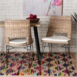 Baxton Studio Nafaro Gray Rattan Metal Dining Chair with Cushion 2-Piece Set