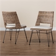 Baxton Studio Nafaro Gray Rattan Metal Dining Chair with Cushion 2-Piece Set