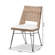 Baxton Studio Nafaro Gray Rattan Metal Dining Chair with Cushion 2-Piece Set
