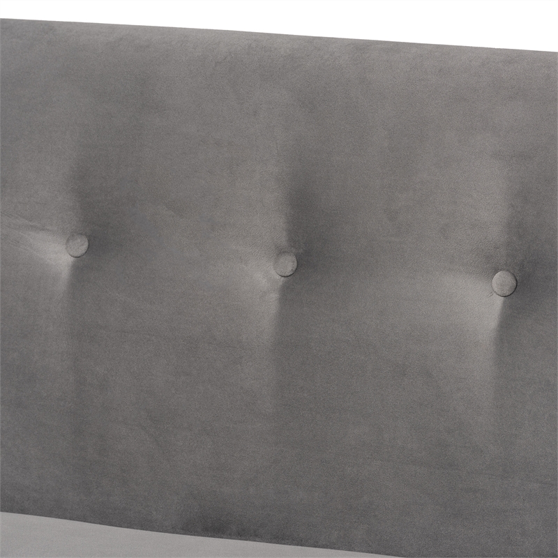 Baxton Studio Stewart Gray Velvet and Brown Wood 2-Piece Dining Nook Set