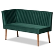 Baxton Studio Alvis Green Velvet and Brown Wood 2-Piece Dining Nook Set