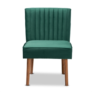 Baxton Studio Alvis Green Velvet Upholstered and Brown Wood Dining Chair