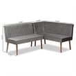 Baxton Studio Alvis Gray Velvet and Brown Wood 2-Piece Dining Nook Set