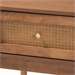 Baxton Studio Ramiel Ash Walnut Finished Wood and Rattan 1-Drawer Nightstand