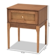 Baxton Studio Ramiel Ash Walnut Finished Wood and Rattan 1-Drawer Nightstand