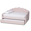Baxton Studio Timila Light Pink Velvet Fabric Queen Size Daybed with Trundle