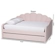 Baxton Studio Timila Light Pink Velvet Fabric Queen Size Daybed with Trundle