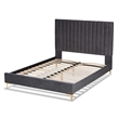 Baxton Studio Serrano Gray Velvet Fabric and Gold Metal Full Size Platform Bed