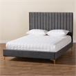Baxton Studio Serrano Gray Velvet Fabric and Gold Metal Full Size Platform Bed