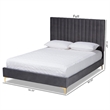 Baxton Studio Serrano Gray Velvet Fabric and Gold Metal Full Size Platform Bed