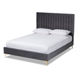 Baxton Studio Serrano Gray Velvet Fabric and Gold Metal Full Size Platform Bed