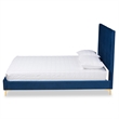 Baxton Studio Serrano Blue Velvet Fabric and Gold Metal Full Size Platform Bed