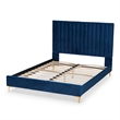 Baxton Studio Serrano Blue Velvet Fabric and Gold Metal Full Size Platform Bed