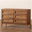 Baxton Studio Ramiel Ash Walnut Finished Wood and Rattan 6-Drawer Dresser