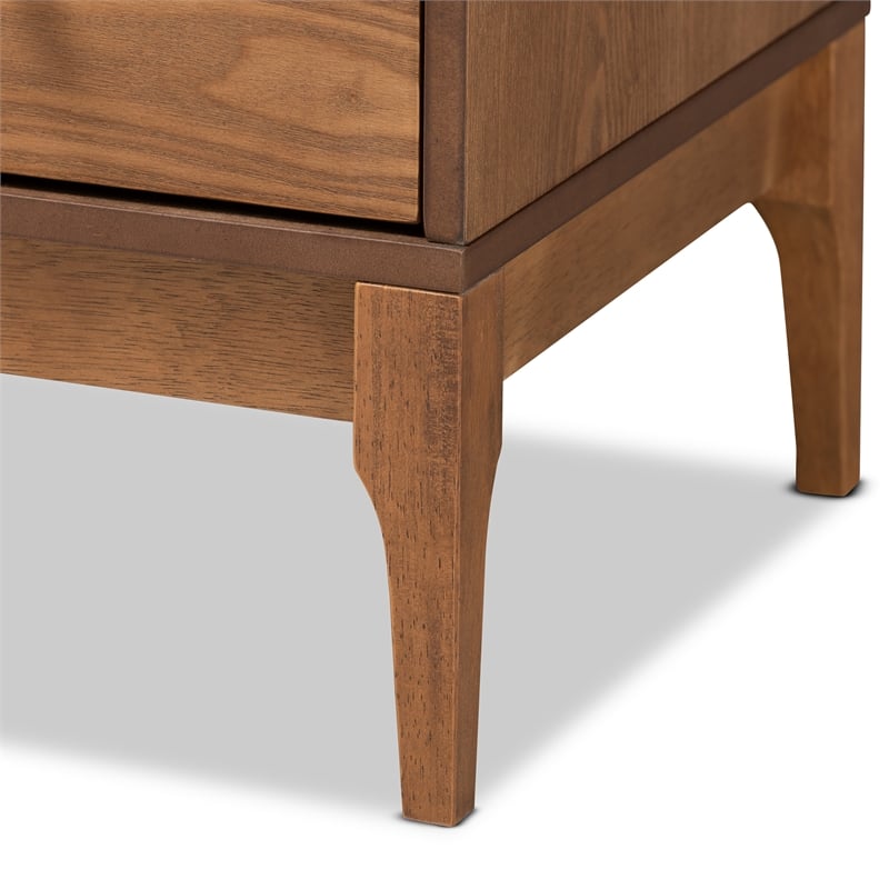 Baxton Studio Ramiel Ash Walnut Finished Wood and Rattan 1-Drawer Sideboard