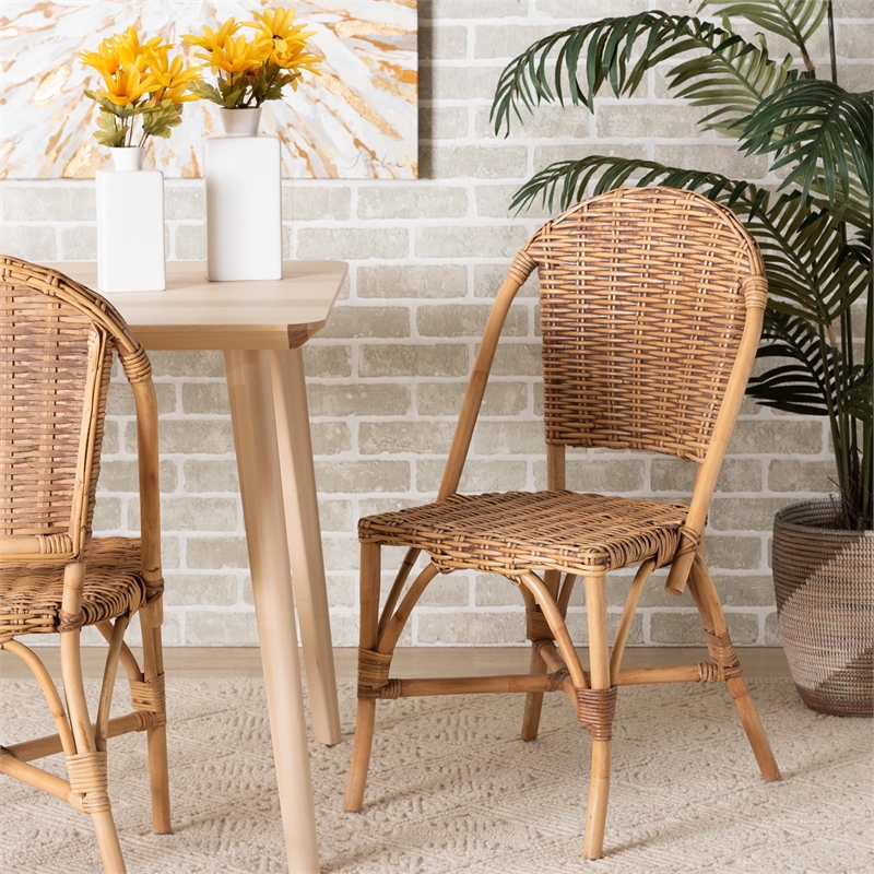 Baxton Studio Neola Modern Bohemian Natural Rattan Dining Chair