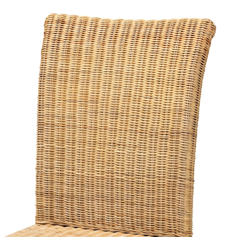 Baxton Studio Shamara Bohemian Natural Rattan and Mahogany Wood Dining Chair