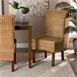 Baxton Studio Shamara Bohemian Natural Rattan and Mahogany Wood Dining Chair