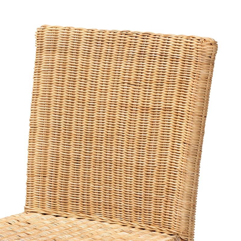 Baxton Studio Racquel Bohemian Natural Rattan and Mahogany Wood Bar Stool