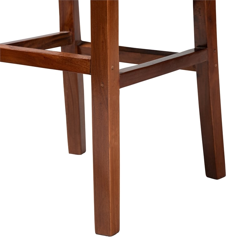 Baxton Studio Racquel Bohemian Natural Rattan and Mahogany Wood Bar Stool