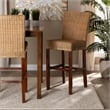 Baxton Studio Racquel Bohemian Natural Rattan and Mahogany Wood Bar Stool