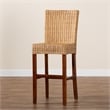 Baxton Studio Racquel Bohemian Natural Rattan and Mahogany Wood Bar Stool